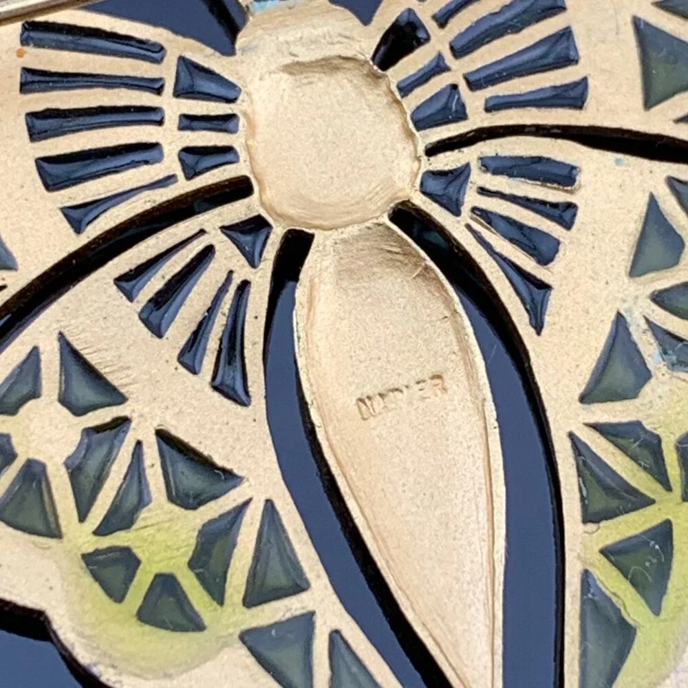 Napier Signed Gold Butterfly Vintage Piqué-a-Jour Brooch J896
